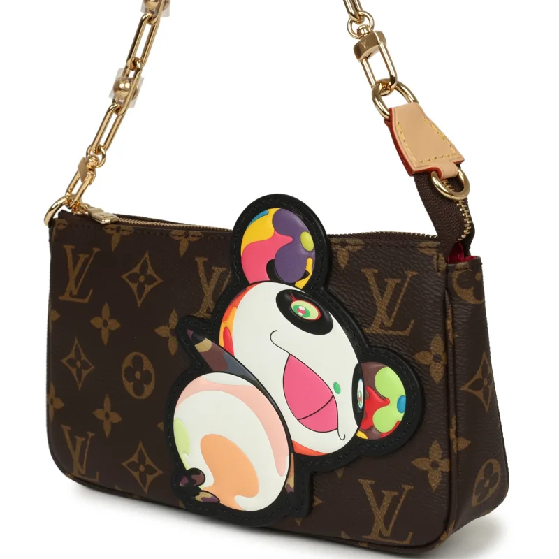 LOUIS VUITTON X TAKASHI MURAKAMI PANDA POCHETTE ACCESSORIES BROWN MONOGRAM GOLD HARDWARE