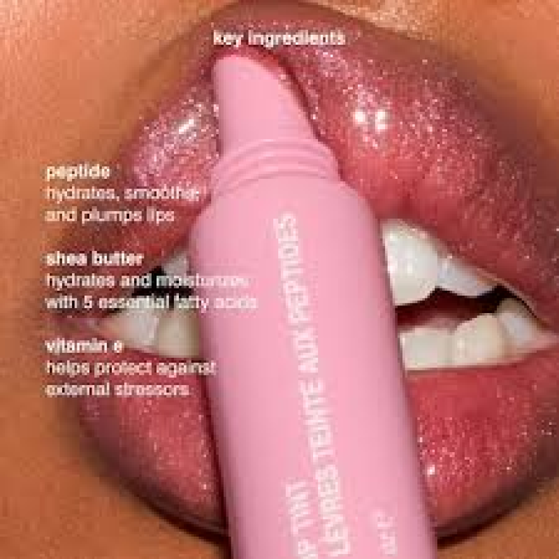 RHODE  PEPTIDE LIP TINT NOURISHING GLAZE COLOR: PRETZEL - SHIMMERY WARM MAUVE + CARAMEL-GLAZED PRETZEL SCENT